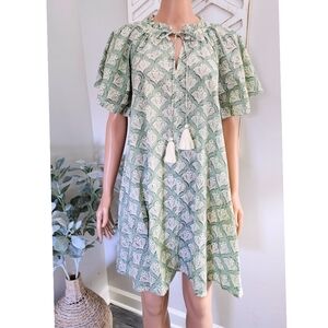 Roller Rabit Jeminna Temmy Print Sage Green Beach Cotton Dress